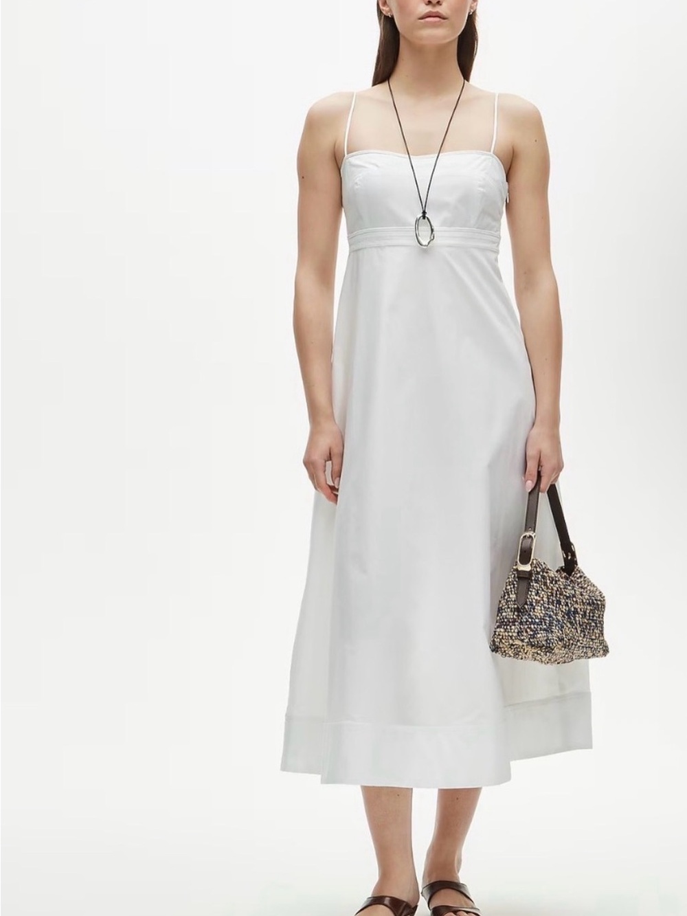 J. Crew Empire-Waist Dress Cotton Poplin in White $148 CV557 Sz. 10 NEW